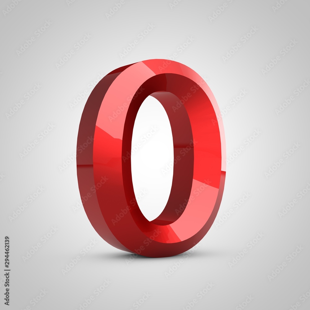 Red glossy chiseled number 0 Red glossy chiseled number 0