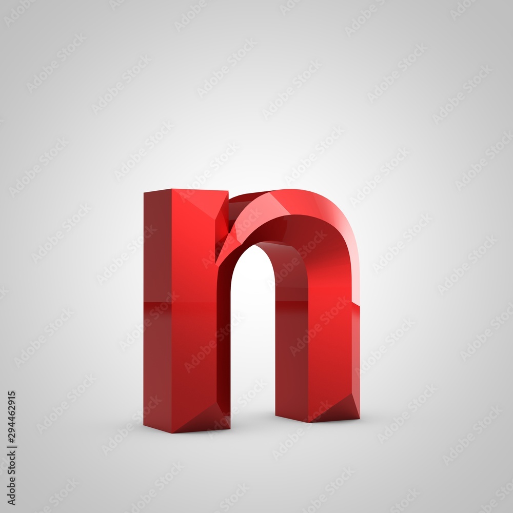 Red glossy chiseled letter N lowercase Red glossy chiseled letter N lowercase
