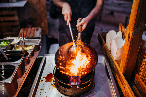 Photography Wok cooking a traditional stir fry