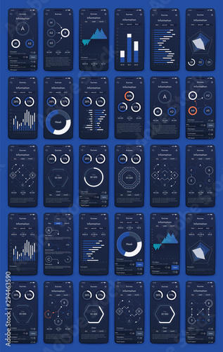 Different UI, UX, GUI screens and flat web icons for mobile apps