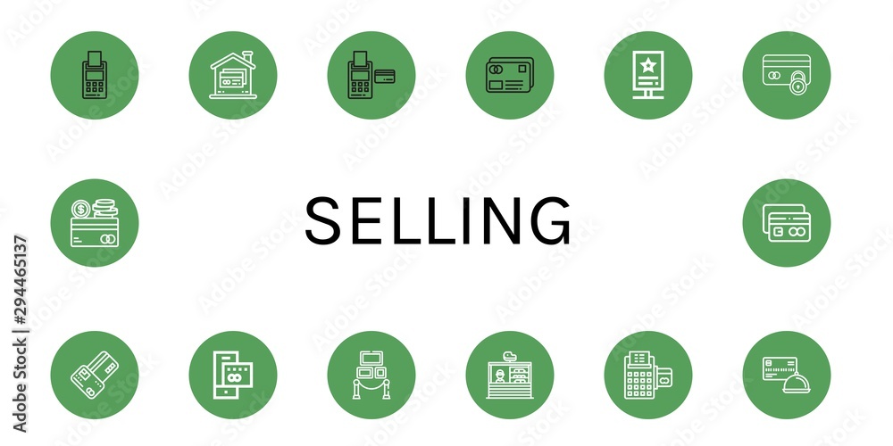 Set of selling icons such as Credit card, Stand, Secure payment, Exhibition , selling Set of selling icons such as Credit card, Stand, Secure payment, Exhibition , selling
