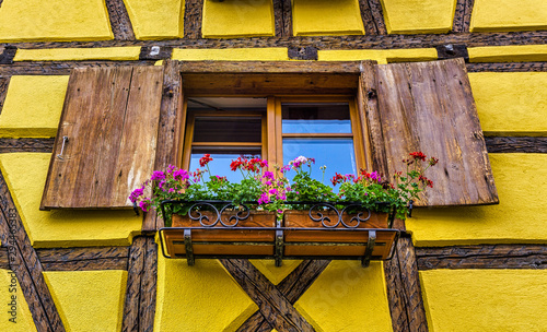 Doors, windows and facades of Alsace, in France photo