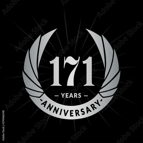 171 years anniversary celebration logotype. Elegant anniversary design. One hundred and seventy-one years logo.