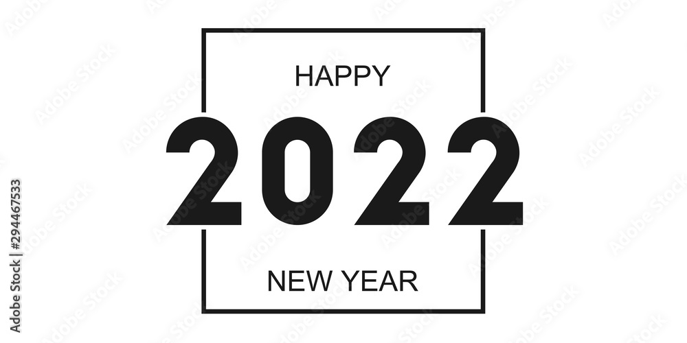 inscription in curved font 2022 on the background. Graphic design with the words happy new year. Vector illustration - obrazy, fototapety, plakaty 