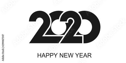  inscription in curved font 2020 on the background. Graphic design with the words happy new year. Vector illustration