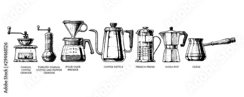 Set of Coffee preparation