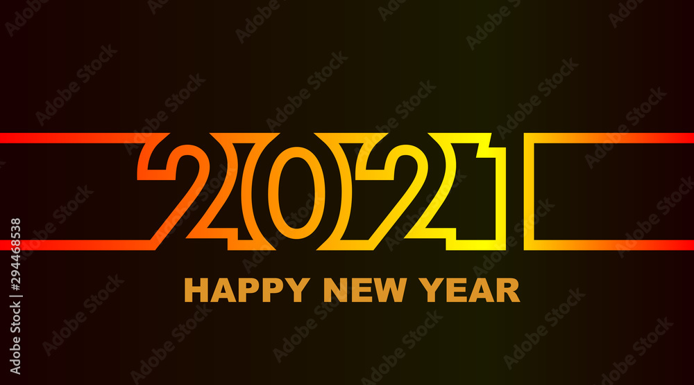 Year 2021 - simple greeting card, invitation, flyer, poster or design element - warm - yellow orange red - outline - vector Year 2021 - simple greeting card, invitation, flyer, poster or design element - warm - yellow orange red - outline - vector