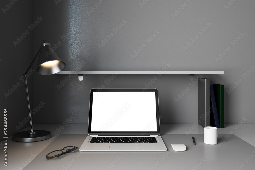 Creative designer workplace with empty laptop Creative designer workplace with empty laptop