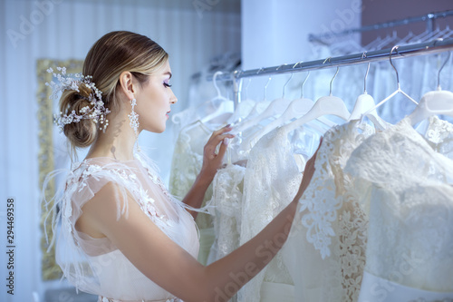 Young beautiful bride in a wedding dress.