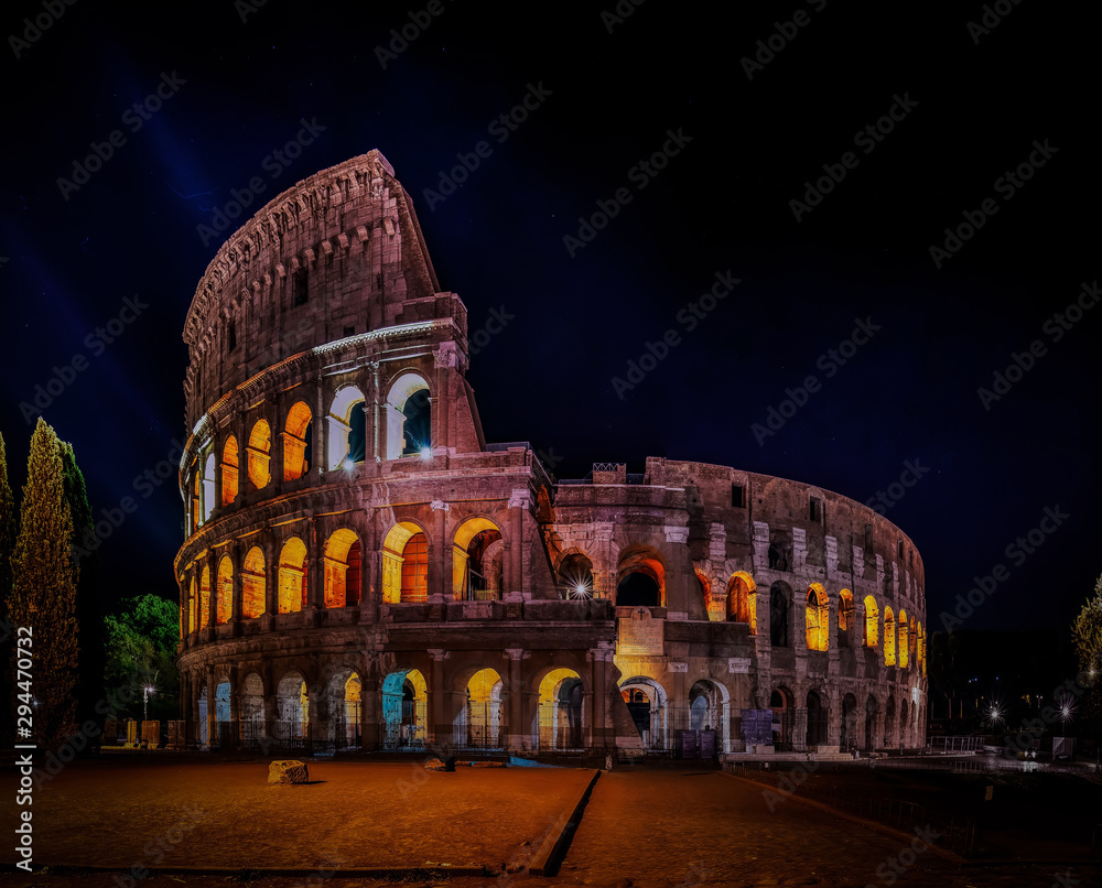 Colosseum in Rome at night, Italy