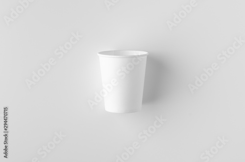 Top view of a 8 oz. white coffee paper cup mockup without lid.