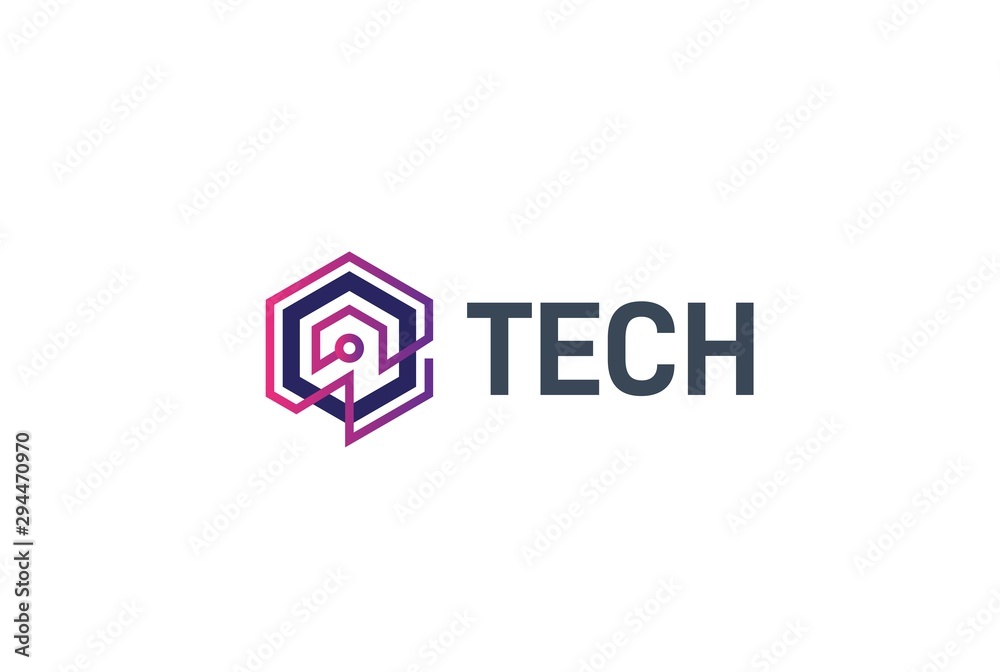 Abstract geometric hexagon technology logo design vector template Abstract geometric hexagon technology logo design vector template