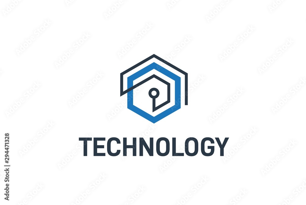 Abstract geometric hexagon connection line technology logo design vector template Abstract geometric hexagon connection line technology logo design vector template