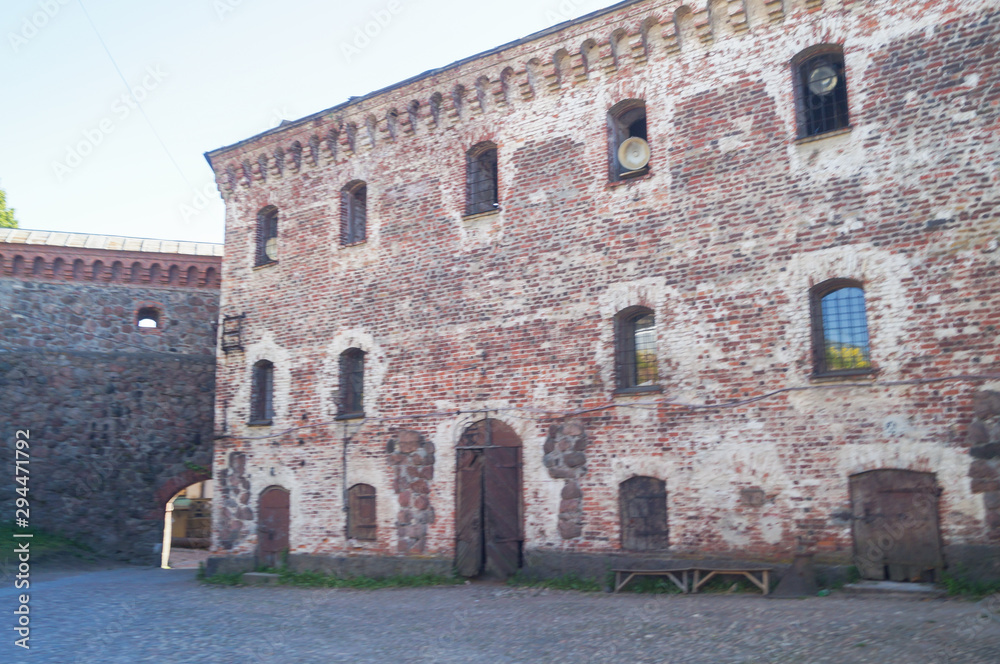 Old historical building of Medieval fortress Vyborg Castle