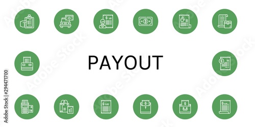 Set of payout icons such as Bill , payout