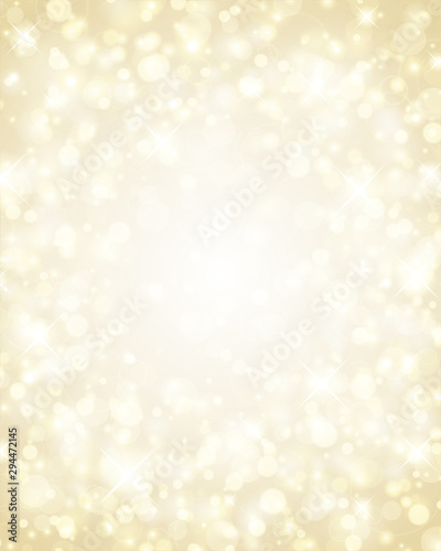 Christmas golden glitter lights background of bright glow magic bokeh and place for text vector illustration