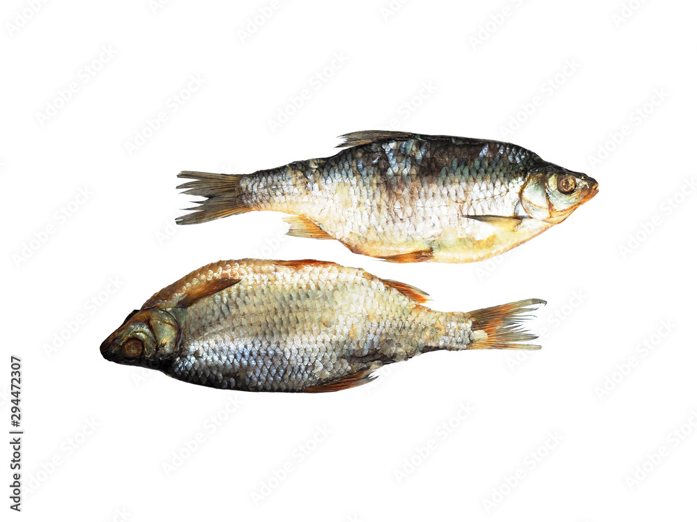 Stockfish isolated on white background. Dried salted fishes, russian beer snack Stockfish isolated on white background. Dried salted fishes, russian beer snack