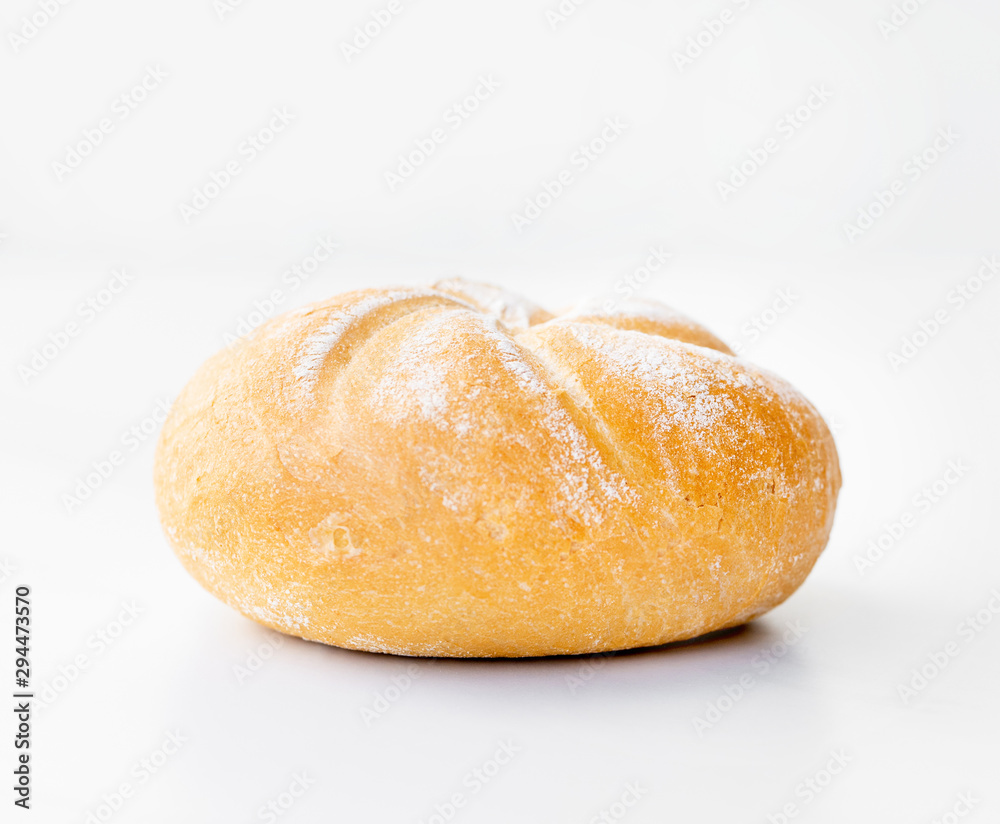 Close-up view of a single whole bread roll 