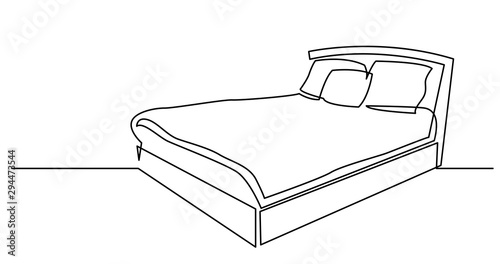 continuous line drawing of sleeping bed photo