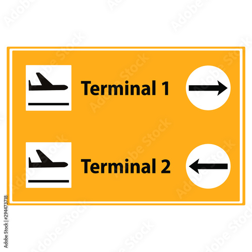 Airport plane terminal  Icon or sign pointers for navigation in airport, professional graphic vector illustration optimized for large anв small size. isolated on white background.