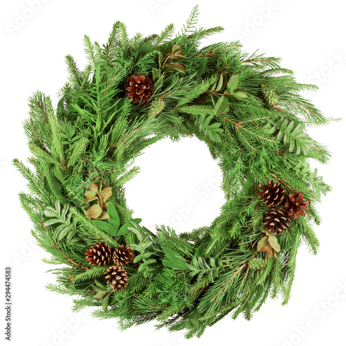 christmas wreath, isolated on white background