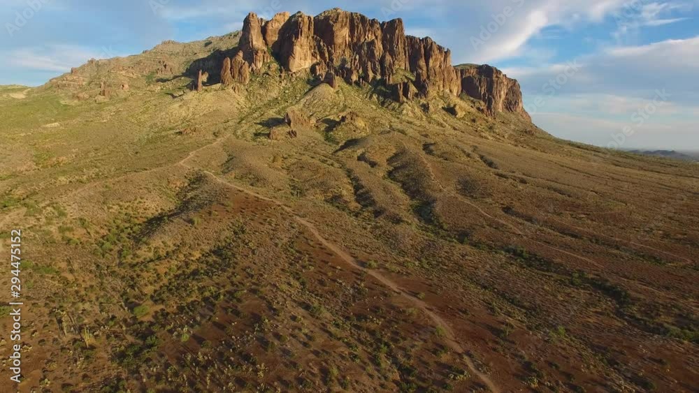 View of Superstition Mountains in afternoon glow, Arizona View of Superstition Mountains in afternoon glow, Arizona