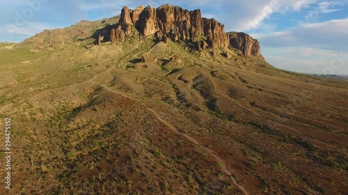 View of Superstition Mountains in afternoon glow, Arizona