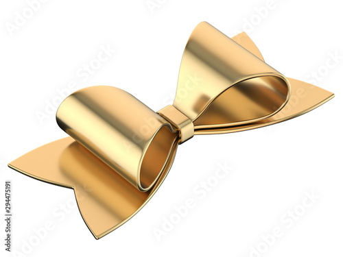 Simple golden ribbon bow 3D