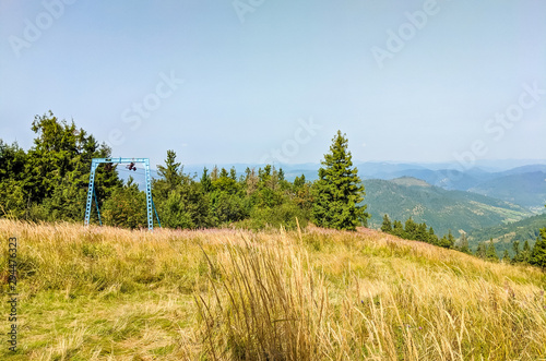 Carpathian Mountains landscape in the autumn season in the sunny day