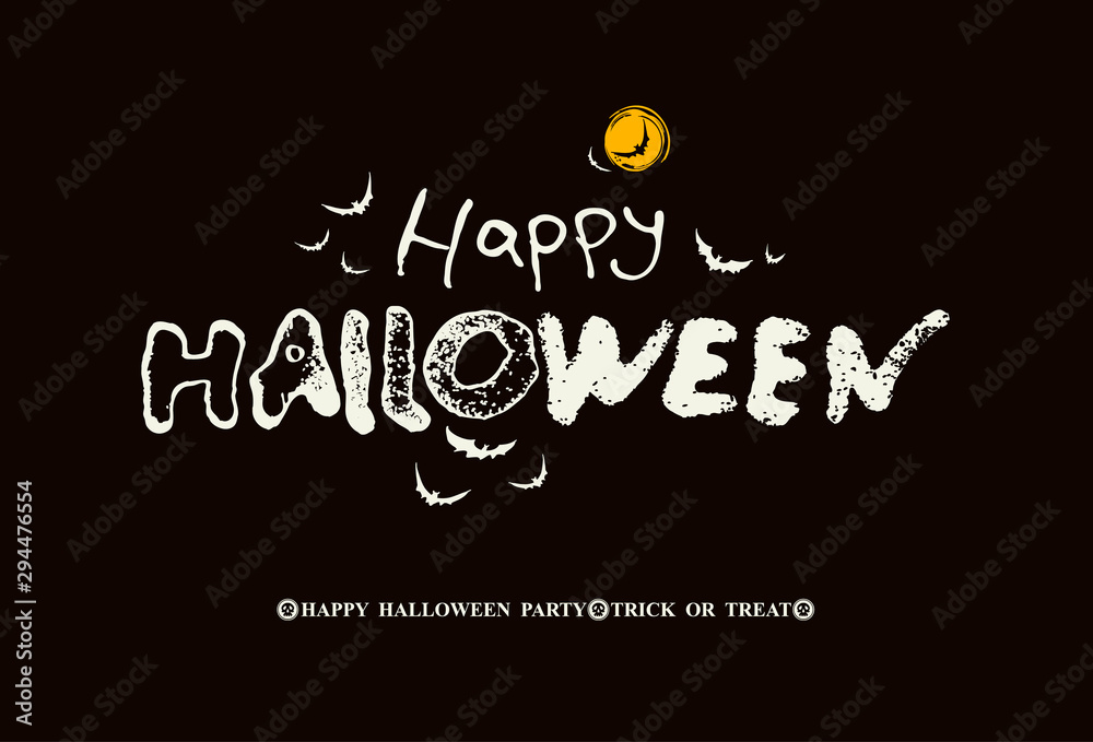 Hand drawn vector banner Happy Halloween. Modern brush calligraphy. Hand sketched calligraphy typeface for vector logo Halloween 2019. Halloween party invitation. Template as scary banner, design, pri