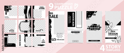 Trendy editable template for social networks stories and posts, vector illustration.
