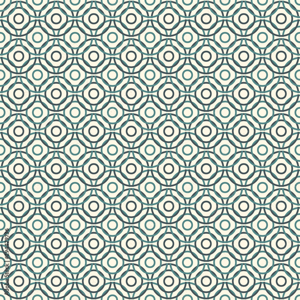 Pastel colors seamless pattern with repeated overlapping circles. Round links chain motif. Geometric abstract background