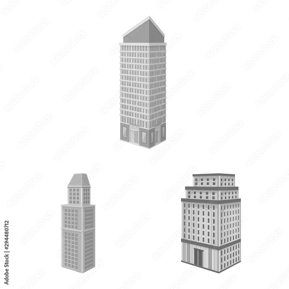 Vector illustration of realty and modern icon. Set of realty and building stock vector illustration.