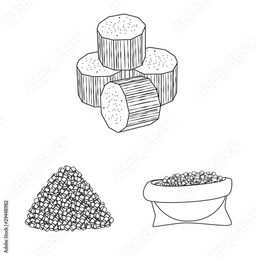 Isolated object of sugar and field symbol. Collection of sugar and plantation vector icon for stock.
