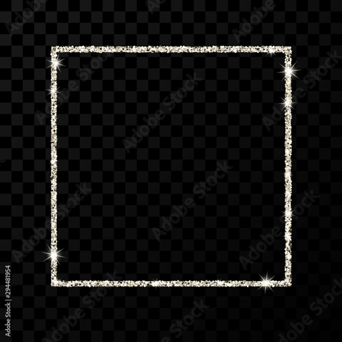 Silver glitter frame with shiny sparkles