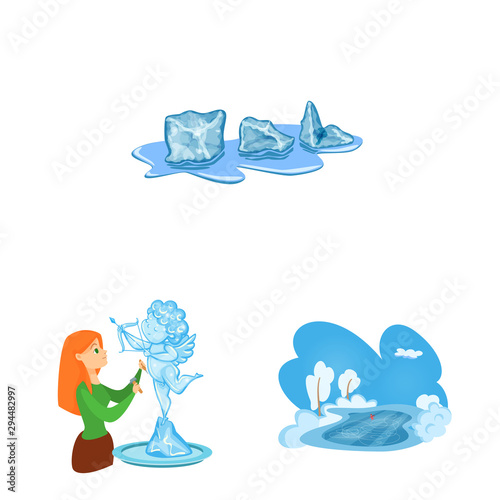 Vector design of frost and water logo. Collection of frost and wet stock symbol for web.