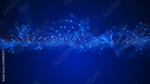 Big data visualization. 3d rendering.Abstract background with connecting dots and lines.Abstract geometric background.