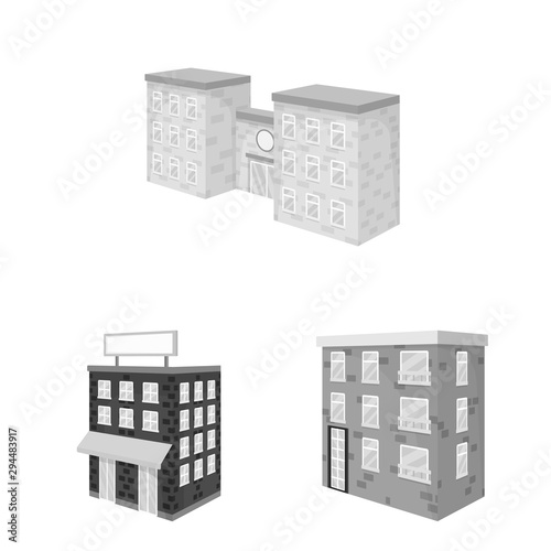 Vector illustration of realty and modern symbol. Collection of realty and building stock symbol for web.