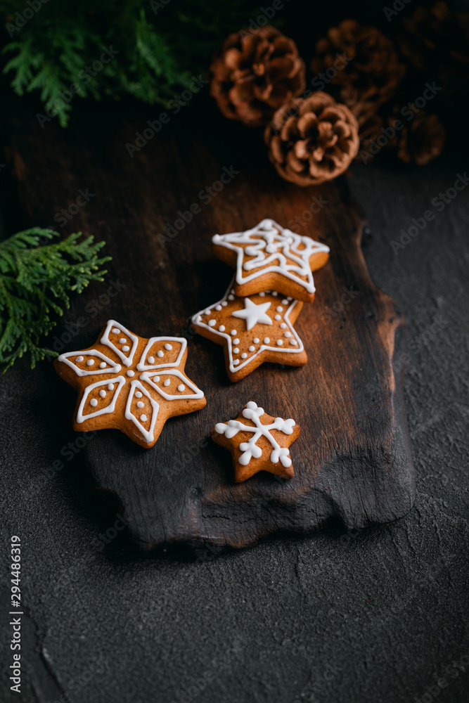 Christmas greeting card with gingerbread cookies Christmas greeting card with gingerbread cookies