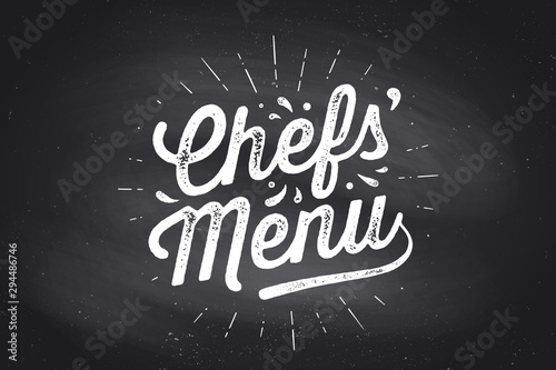 Chefs Menu, cutting board, Lettering. Wall decor, poster, sign, quote