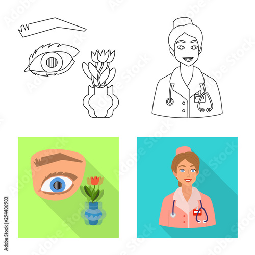 Vector illustration of diet and treatment symbol. Collection of diet and medicine stock vector illustration.