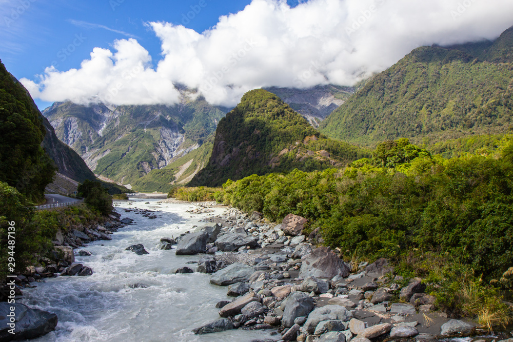 river of melted glacial water, West coast of New Zealand