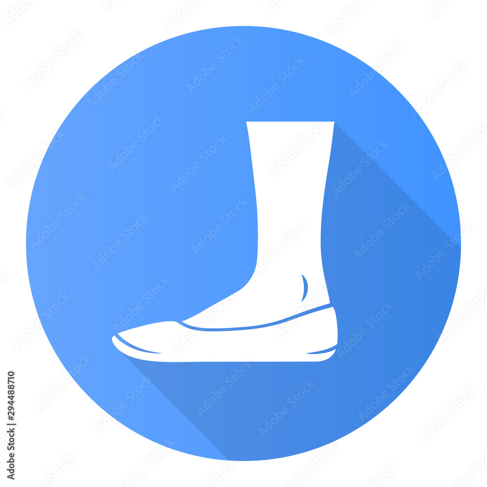 Ballerinas blue flat design long shadow glyph icon. Woman stylish formal footwear design. Female casual flats, everyday shoes. Fashionable ladies clothing accessory. Vector silhouette illustration Ballerinas blue flat design long shadow glyph icon. Woman stylish formal footwear design. Female casual flats, everyday shoes. Fashionable ladies clothing accessory. Vector silhouette illustration