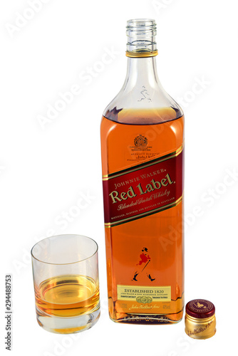 Johnnie Walker whisky bottle. Johnnie Walker is the most widely distributed  blended Scotch whisky in the world with annual sales of over 130 million  bottles Stock Photo | Adobe Stock