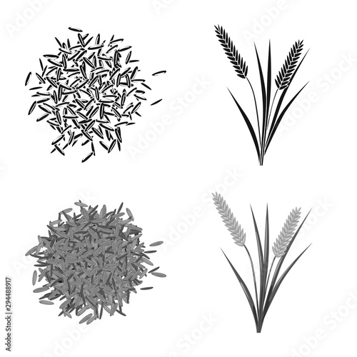Vector illustration of crop and ecological symbol. Collection of crop and cooking stock vector illustration.