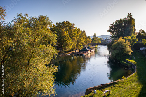 Restaurant and bridge on a Vrbas river in Banja Luka  Bosnia and Herzegovina