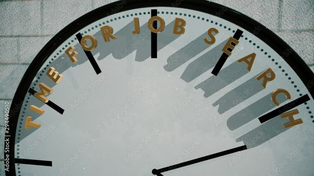Time for job search on clock animation Time for job search on clock animation