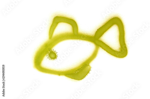 Graffiti fish sign sprayed on white isolated background