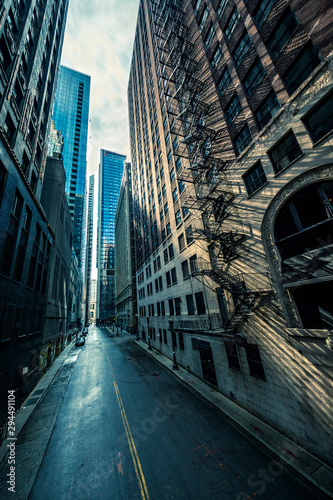 Street in Chicago with morning light