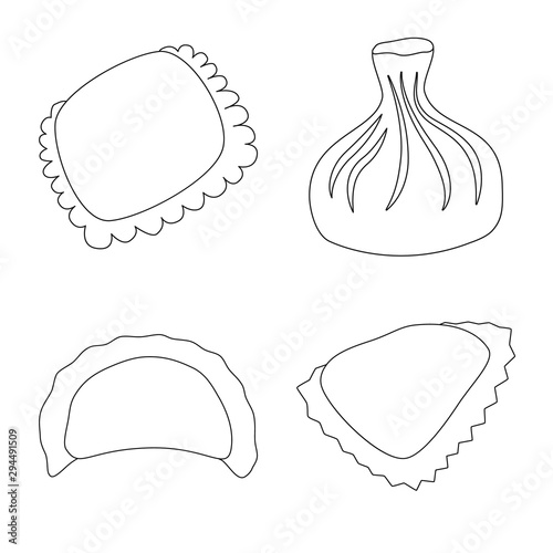 Vector design of food and dish logo. Collection of food and cooking vector icon for stock.